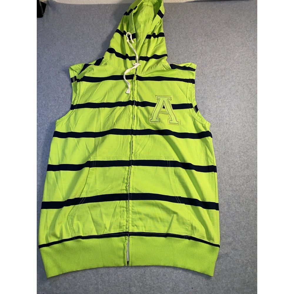 pj mark mens sleeveless hoodie shirt Lime‎ Green stripes size large